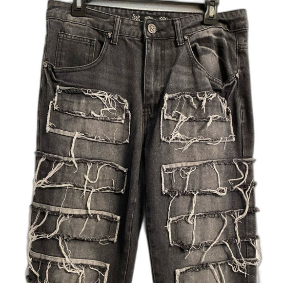 Rebel Vengeance sz 30 Distressed, Thrashed Black Jeans, Men's, Grunge UB1-14 - Picture 2 of 13